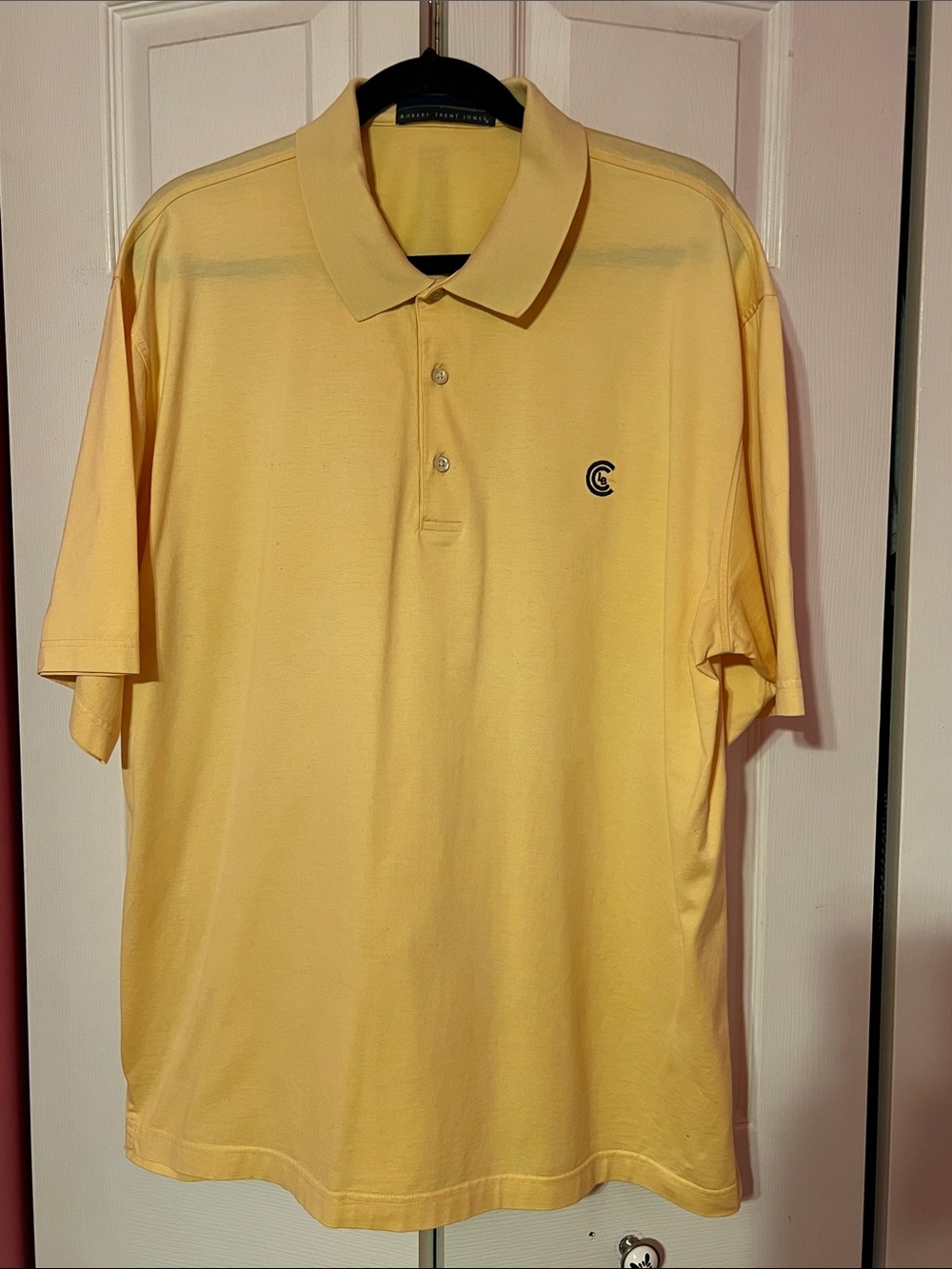 Robert Trent Jones Men's Yellow Polo Shirt Size Large.          💯 COTTON